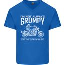 I'm Not Always Grumpy Motorbike Motorcycle Mens V-Neck Cotton T-Shirt Royal Blue