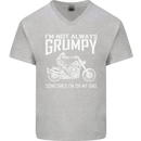 I'm Not Always Grumpy Motorbike Motorcycle Mens V-Neck Cotton T-Shirt Sports Grey