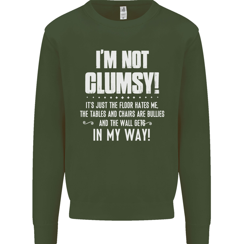 I'm Not Clumsy Funny Slogan Joke Beer Kids Sweatshirt Jumper Forest Green