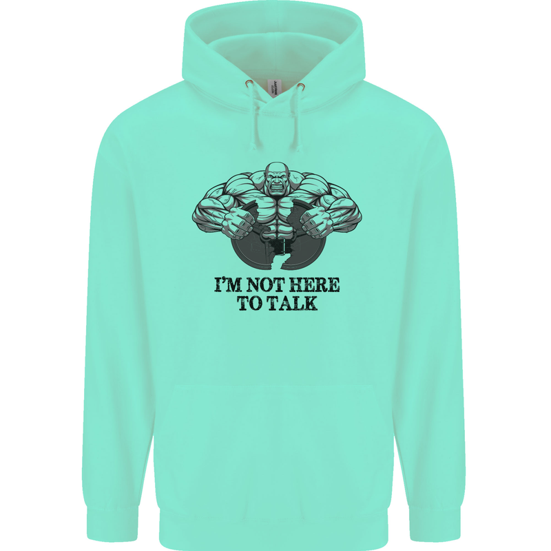I'm Not Here to Talk Gym Training Top Mens 80% Cotton Hoodie Peppermint
