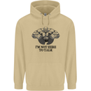 I'm Not Here to Talk Gym Training Top Mens 80% Cotton Hoodie Sand