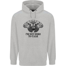 I'm Not Here to Talk Gym Training Top Mens 80% Cotton Hoodie Sports Grey