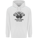 I'm Not Here to Talk Gym Training Top Mens 80% Cotton Hoodie White