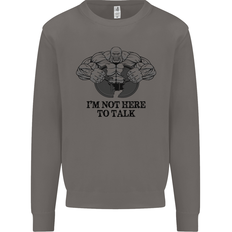 I'm Not Here to Talk Gym Training Top Mens Sweatshirt Jumper Charcoal