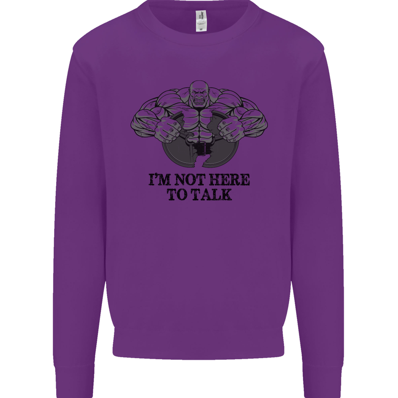I'm Not Here to Talk Gym Training Top Mens Sweatshirt Jumper Purple
