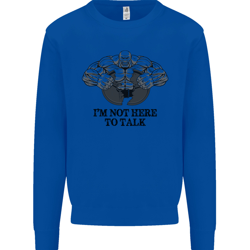 I'm Not Here to Talk Gym Training Top Mens Sweatshirt Jumper Royal Blue