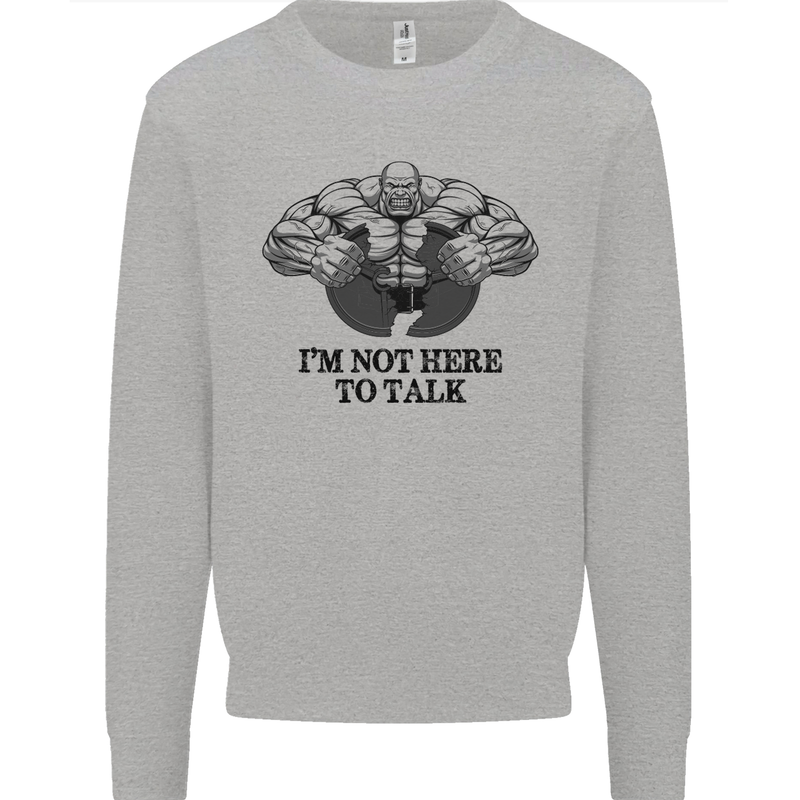 I'm Not Here to Talk Gym Training Top Mens Sweatshirt Jumper Sports Grey