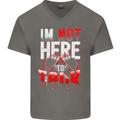 I'm Not Here to Talk Gym Training Top Mens V-Neck Cotton T-Shirt Charcoal