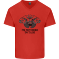 I'm Not Here to Talk Gym Training Top Mens V-Neck Cotton T-Shirt Red