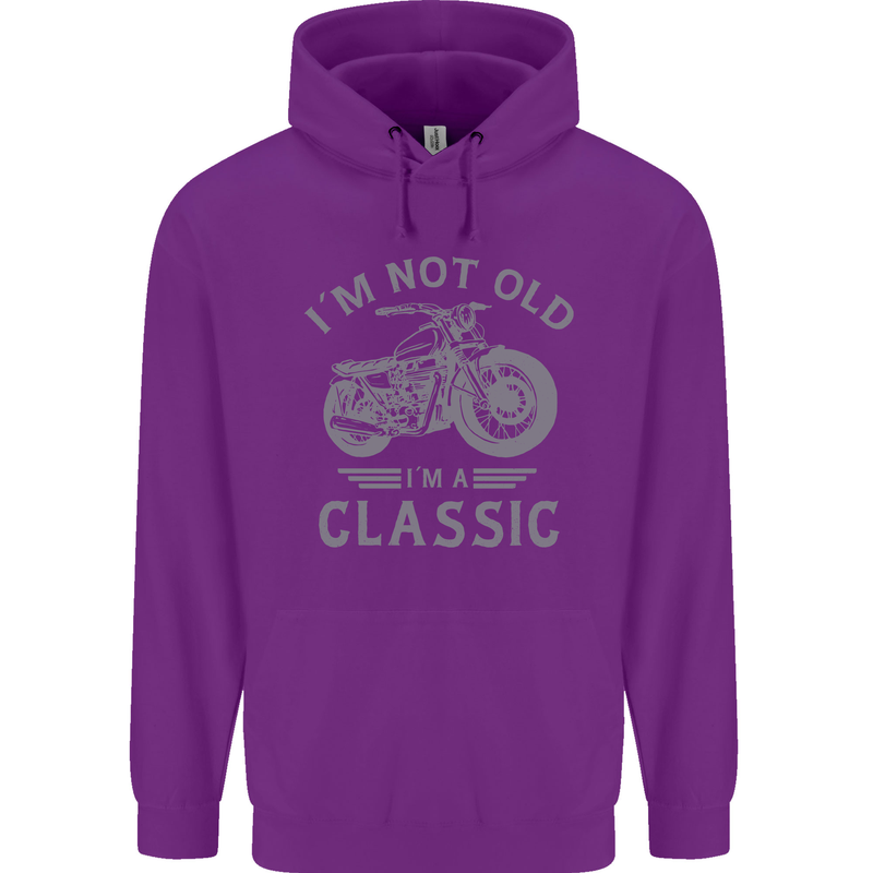I'm Not Old I'm a Classic Motorcycle Biker Childrens Kids Hoodie Purple