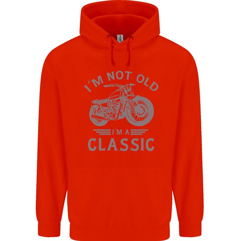 I'm Not Old I'm a Classic Motorcycle Biker Mens 80% Cotton Hoodie Bright Red
