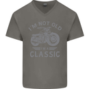 I'm Not Old I'm a Classic Motorcycle Biker Mens V-Neck Cotton T-Shirt Charcoal