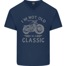 I'm Not Old I'm a Classic Motorcycle Biker Mens V-Neck Cotton T-Shirt Navy Blue