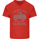 I'm Not Old I'm a Classic Motorcycle Biker Mens V-Neck Cotton T-Shirt Red