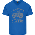 I'm Not Old I'm a Classic Motorcycle Biker Mens V-Neck Cotton T-Shirt Royal Blue