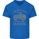 I'm Not Old I'm a Classic Motorcycle Biker Mens V-Neck Cotton T-Shirt Royal Blue