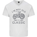 I'm Not Old I'm a Classic Motorcycle Biker Mens V-Neck Cotton T-Shirt White