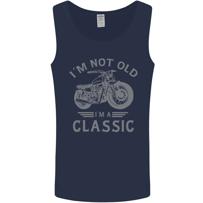 I'm Not Old I'm a Classic Motorcycle Biker Mens Vest Tank Top Navy Blue