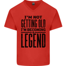 I'm Not Old I'm a Legend Funny Birthday Mens V-Neck Cotton T-Shirt Red