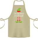 I'm Not Short I'm Elf Sized Funny Christmas Cotton Apron 100% Organic Khaki