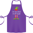 I'm Not Short I'm Elf Sized Funny Christmas Cotton Apron 100% Organic Purple