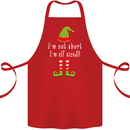 I'm Not Short I'm Elf Sized Funny Christmas Cotton Apron 100% Organic Red
