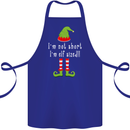 I'm Not Short I'm Elf Sized Funny Christmas Cotton Apron 100% Organic Royal Blue