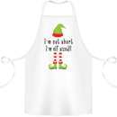 I'm Not Short I'm Elf Sized Funny Christmas Cotton Apron 100% Organic White