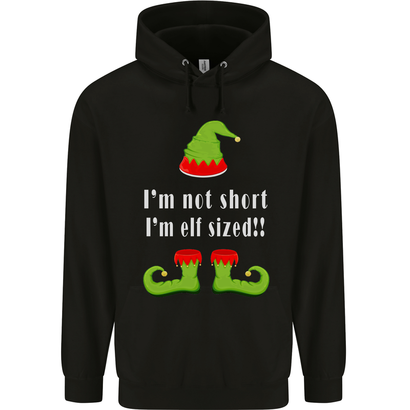 I'm Not Short I'm Elf Sized Funny Christmas Mens 80% Cotton Hoodie Black