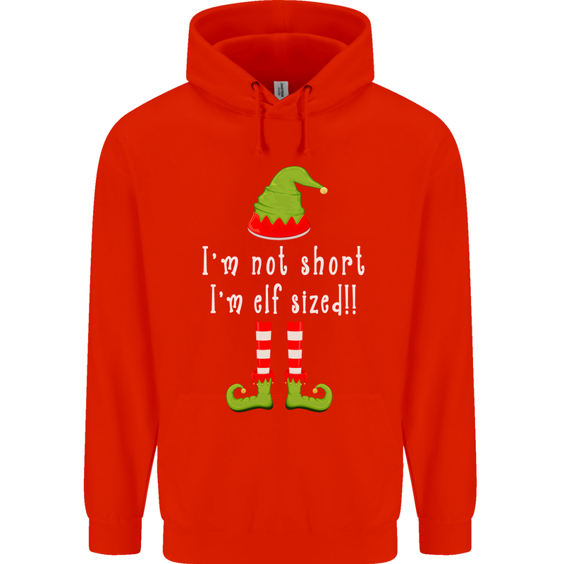 I'm Not Short I'm Elf Sized Funny Christmas Mens 80% Cotton Hoodie Bright Red