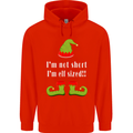 I'm Not Short I'm Elf Sized Funny Christmas Mens 80% Cotton Hoodie Bright Red