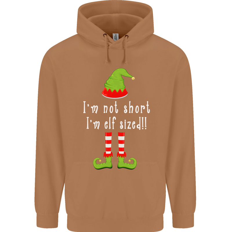 I'm Not Short I'm Elf Sized Funny Christmas Mens 80% Cotton Hoodie Caramel Latte