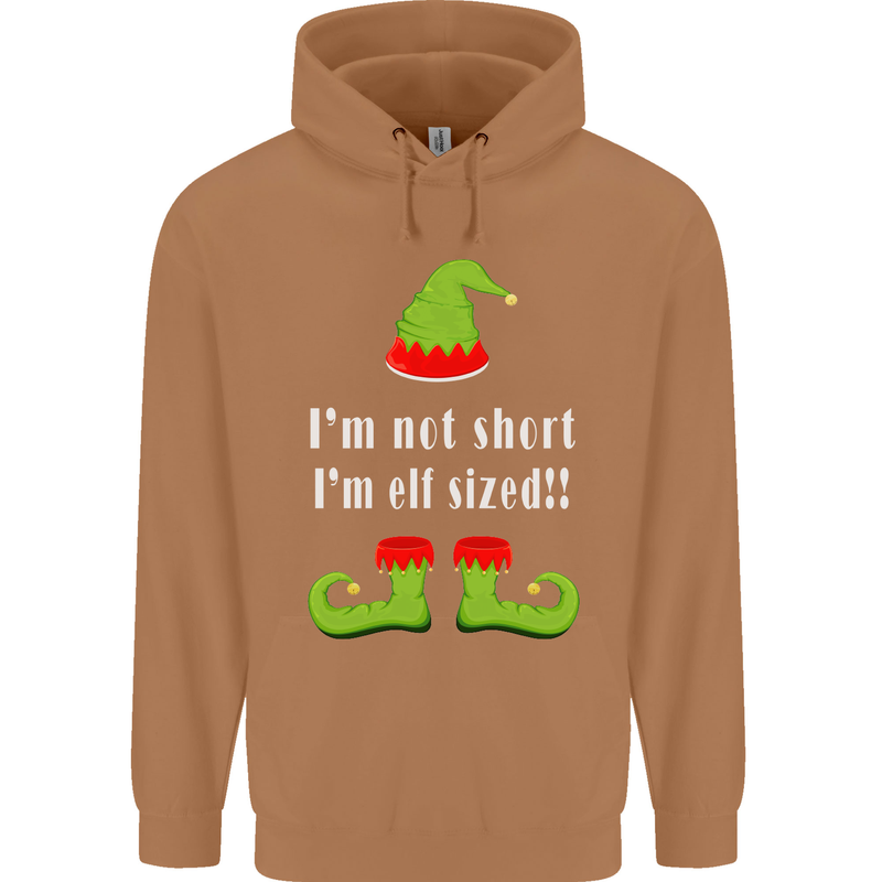 I'm Not Short I'm Elf Sized Funny Christmas Mens 80% Cotton Hoodie Caramel Latte
