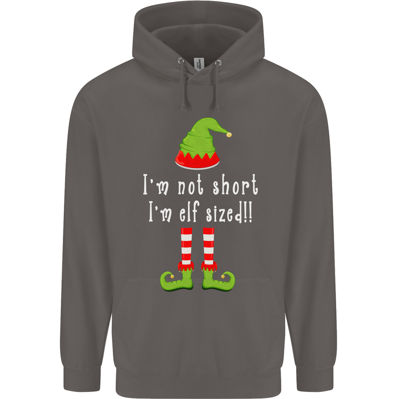 I'm Not Short I'm Elf Sized Funny Christmas Mens 80% Cotton Hoodie Charcoal