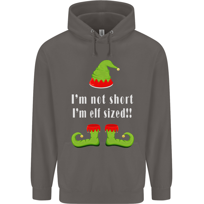 I'm Not Short I'm Elf Sized Funny Christmas Mens 80% Cotton Hoodie Charcoal