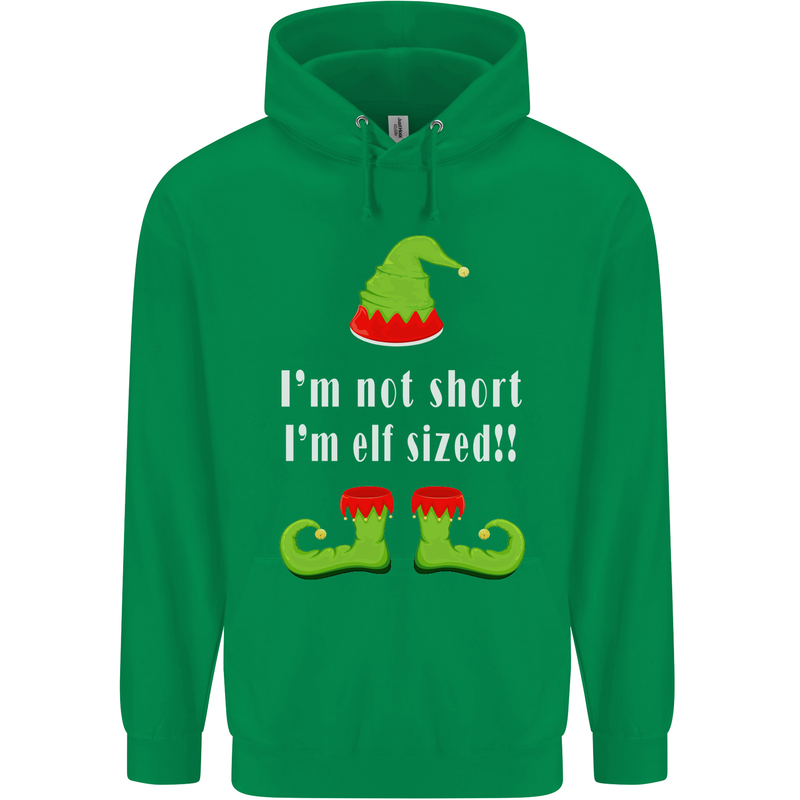 I'm Not Short I'm Elf Sized Funny Christmas Mens 80% Cotton Hoodie Irish Green