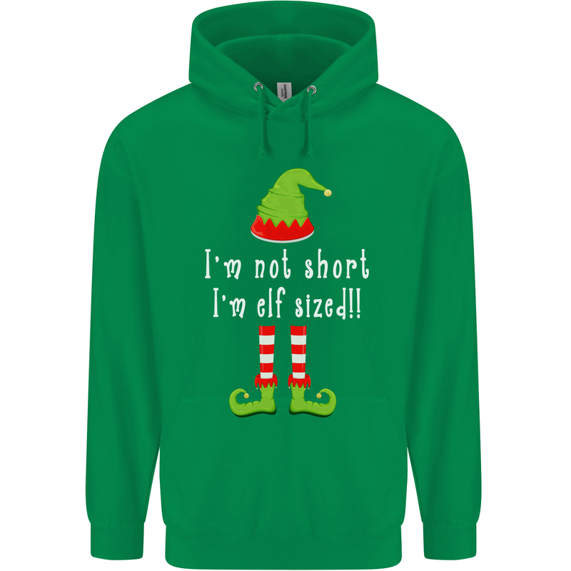 I'm Not Short I'm Elf Sized Funny Christmas Mens 80% Cotton Hoodie Irish Green