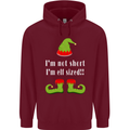 I'm Not Short I'm Elf Sized Funny Christmas Mens 80% Cotton Hoodie Maroon