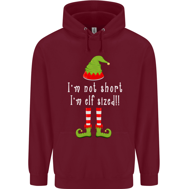 I'm Not Short I'm Elf Sized Funny Christmas Mens 80% Cotton Hoodie Maroon