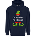 I'm Not Short I'm Elf Sized Funny Christmas Mens 80% Cotton Hoodie Navy Blue