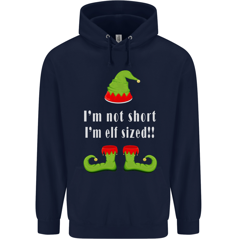 I'm Not Short I'm Elf Sized Funny Christmas Mens 80% Cotton Hoodie Navy Blue