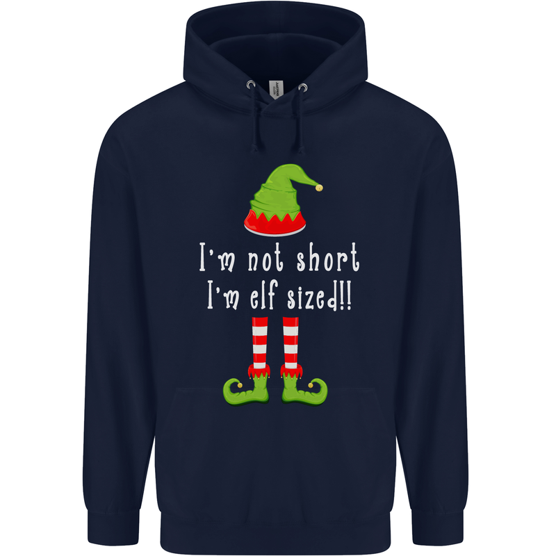 I'm Not Short I'm Elf Sized Funny Christmas Mens 80% Cotton Hoodie Navy Blue