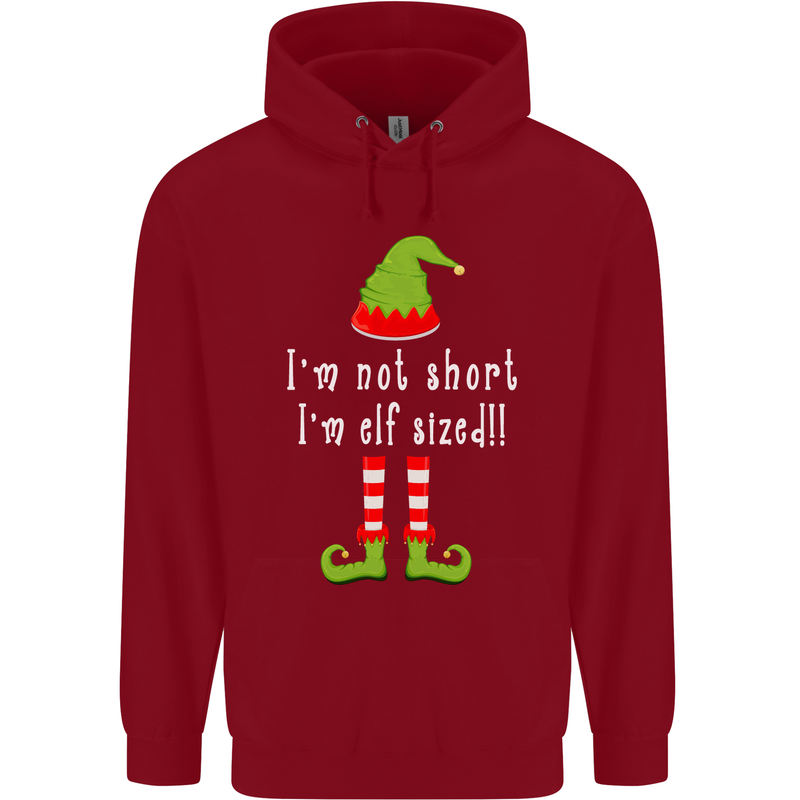 I'm Not Short I'm Elf Sized Funny Christmas Mens 80% Cotton Hoodie Red