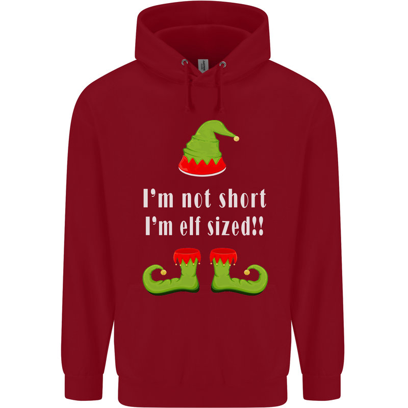 I'm Not Short I'm Elf Sized Funny Christmas Mens 80% Cotton Hoodie Red