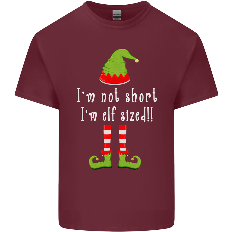 I'm Not Short I'm Elf Sized Funny Christmas Mens Cotton T-Shirt Tee Top Maroon