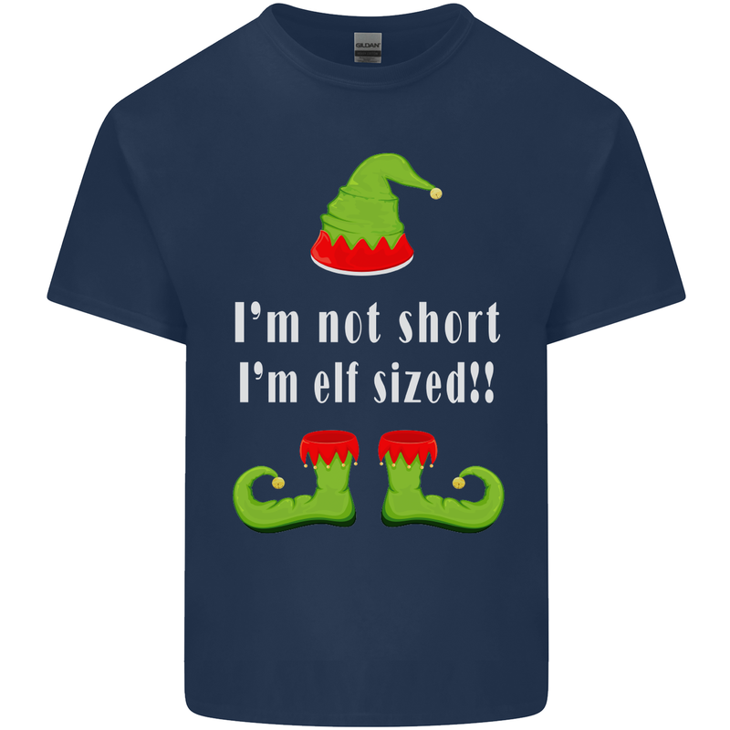 I'm Not Short I'm Elf Sized Funny Christmas Mens Cotton T-Shirt Tee Top Navy Blue
