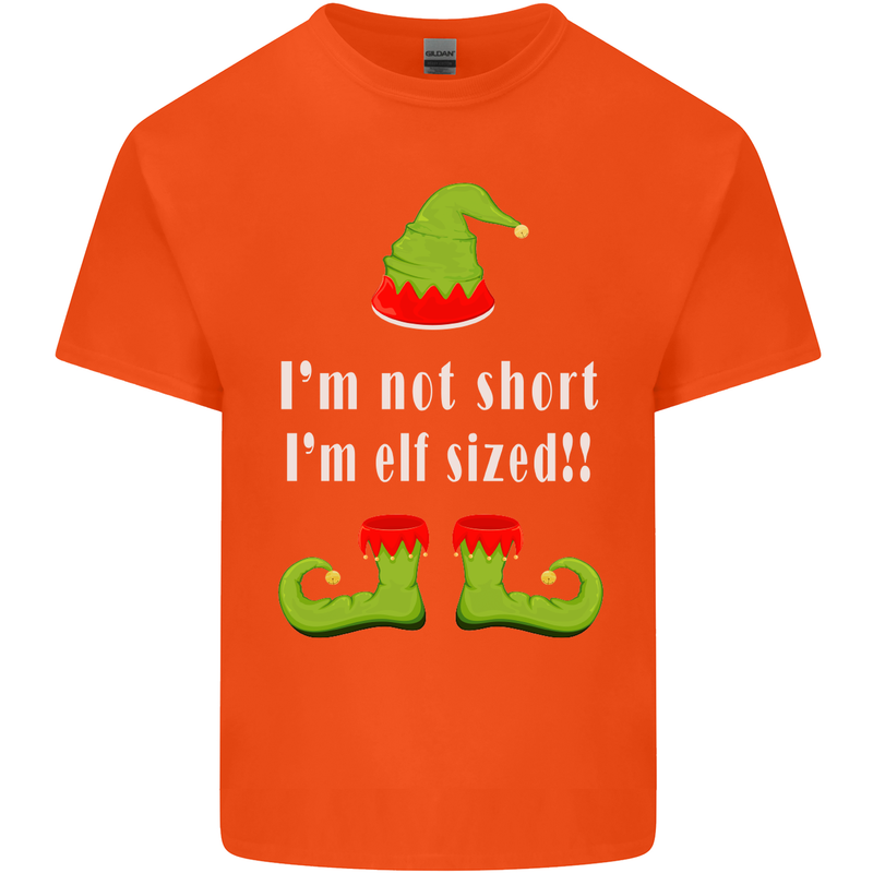 I'm Not Short I'm Elf Sized Funny Christmas Mens Cotton T-Shirt Tee Top Orange