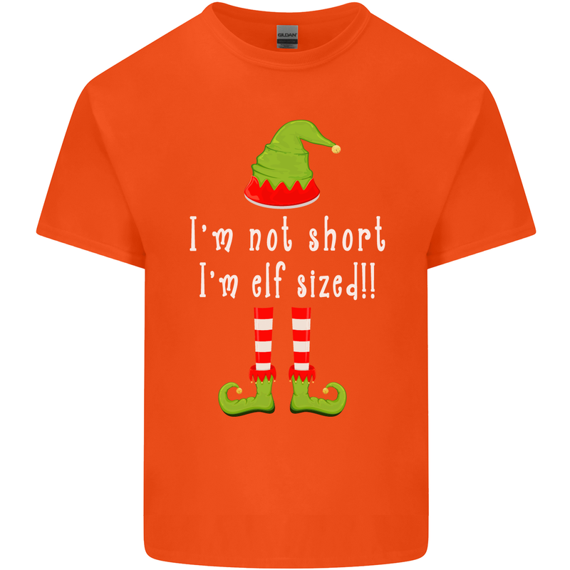 I'm Not Short I'm Elf Sized Funny Christmas Mens Cotton T-Shirt Tee Top Orange