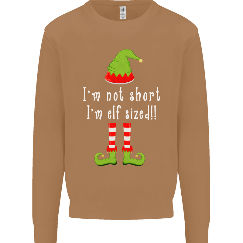 I'm Not Short I'm Elf Sized Funny Christmas Mens Sweatshirt Jumper Caramel Latte