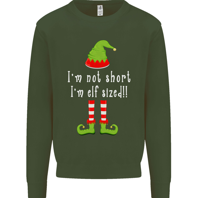 I'm Not Short I'm Elf Sized Funny Christmas Mens Sweatshirt Jumper Forest Green